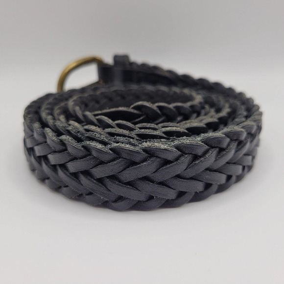 [SOLD]Surrey Belt Mens L Black Leather Braided Casual Minimal Everyday Normcore - Picture 2 of 6
